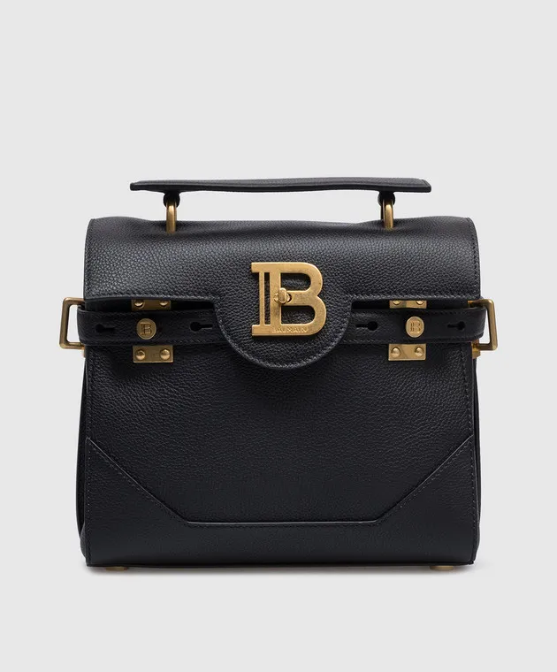 Balmain Borsa a tracolla con logo B-Buzz in pelle nera DN0DB526LPOS