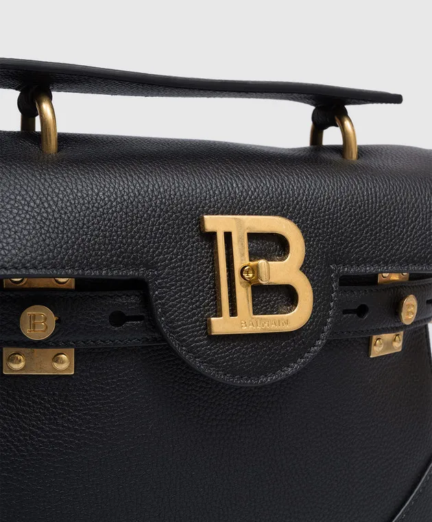 Balmain Borsa a tracolla con logo B-Buzz in pelle nera DN0DB526LPOS