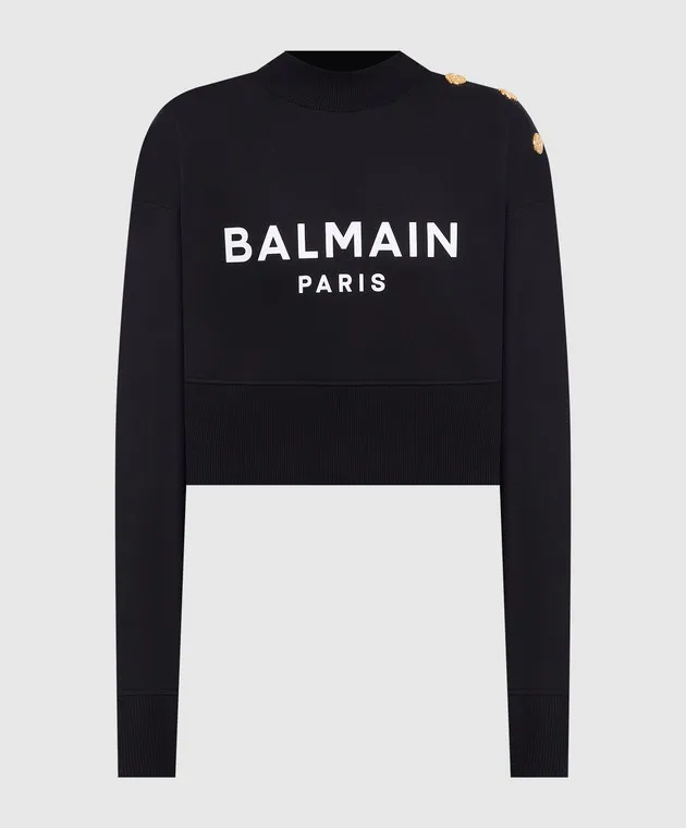 Balmain Felpa nera con logo BF1JO040BB02