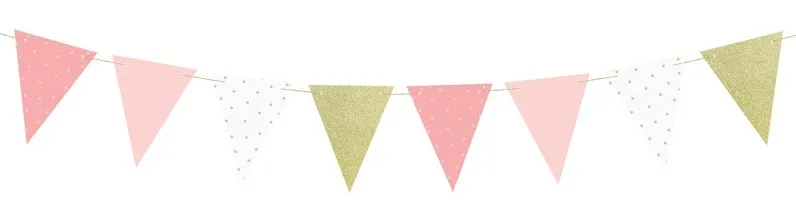 Bandierine fai-da-te oro e rosa 1,3 m