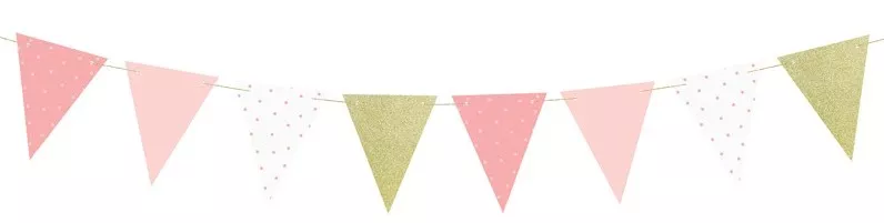 Bandierine fai-da-te oro e rosa 1,3 m