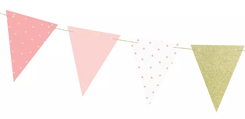 Bandierine fai-da-te oro e rosa 1,3 m