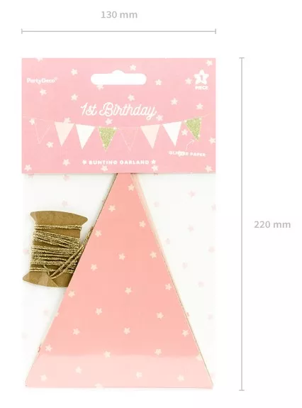 Bandierine fai-da-te oro e rosa 1,3 m