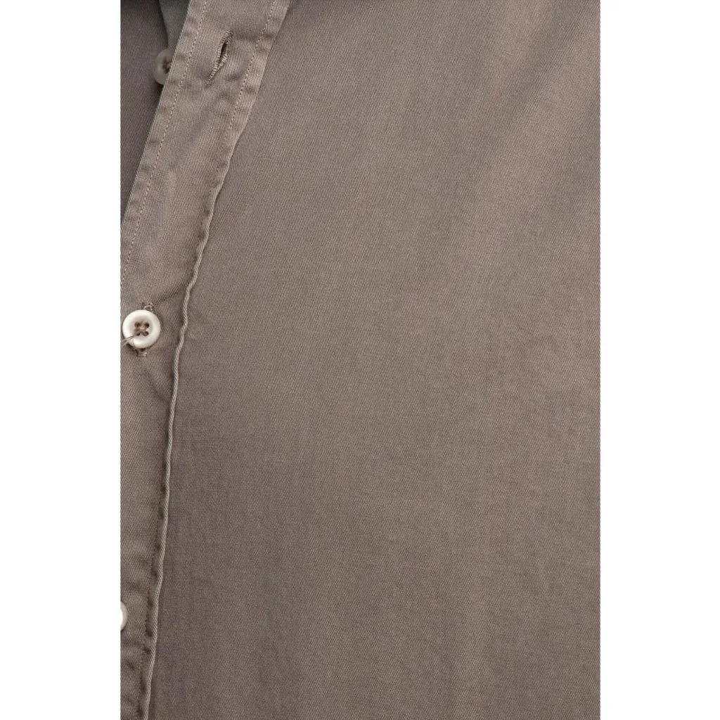 BASTONCINO Camicia Bastoncino Simo 1379 noce in twill a manica lunga con collo semi francese