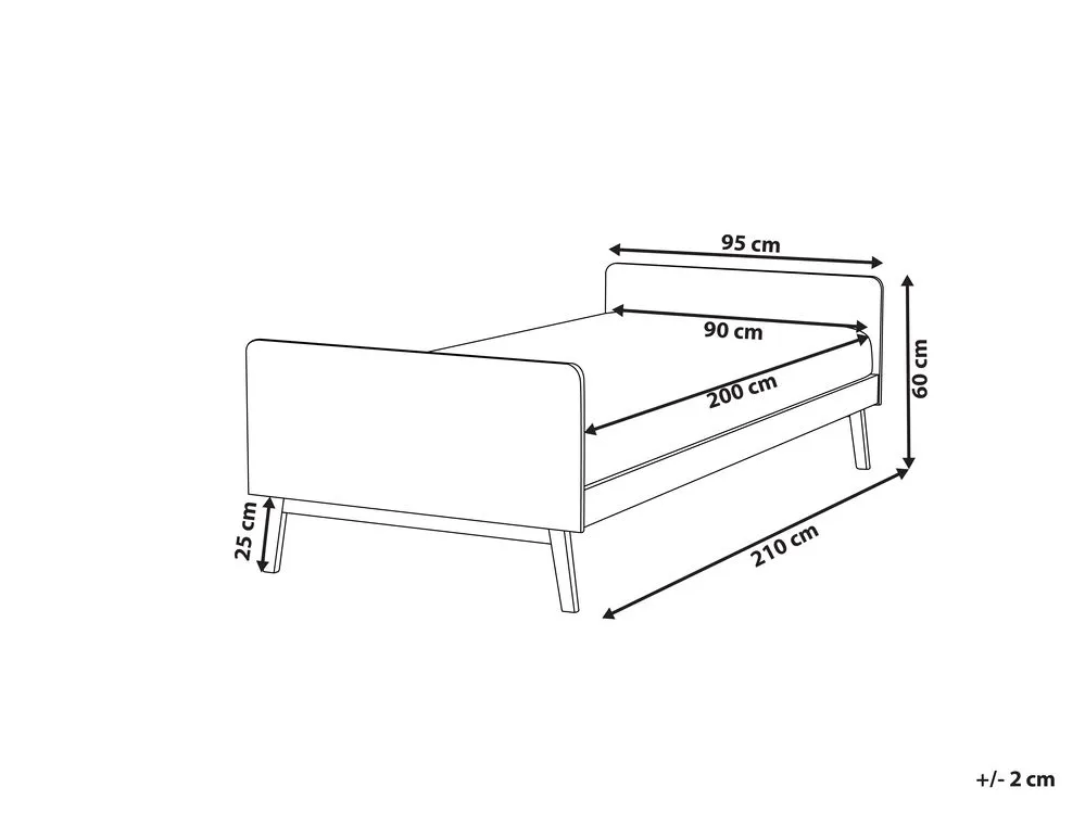 Bed Wood BONNAC 90 x 200 cm (EU Single) White
