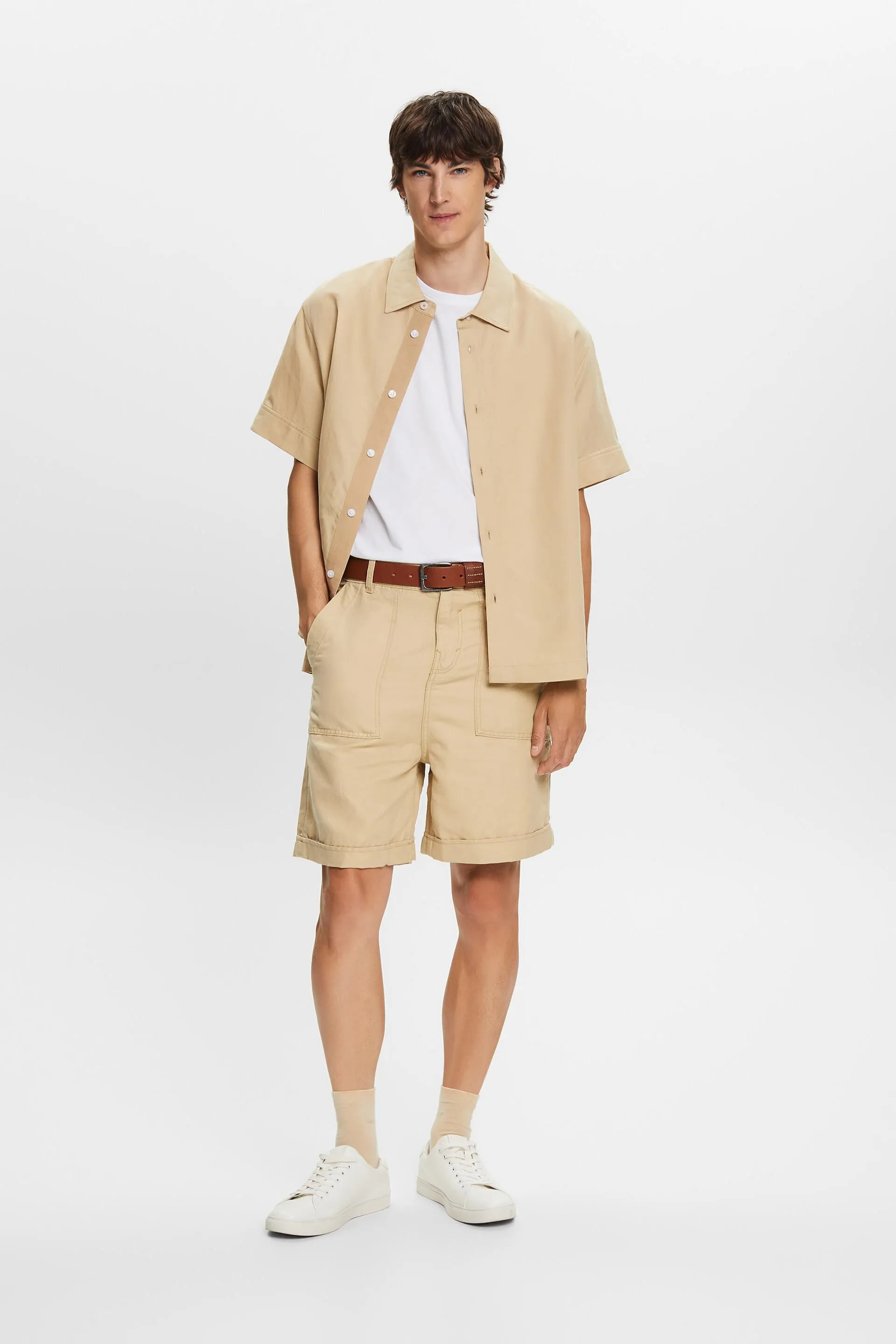 Bermuda in misto cotone e lino