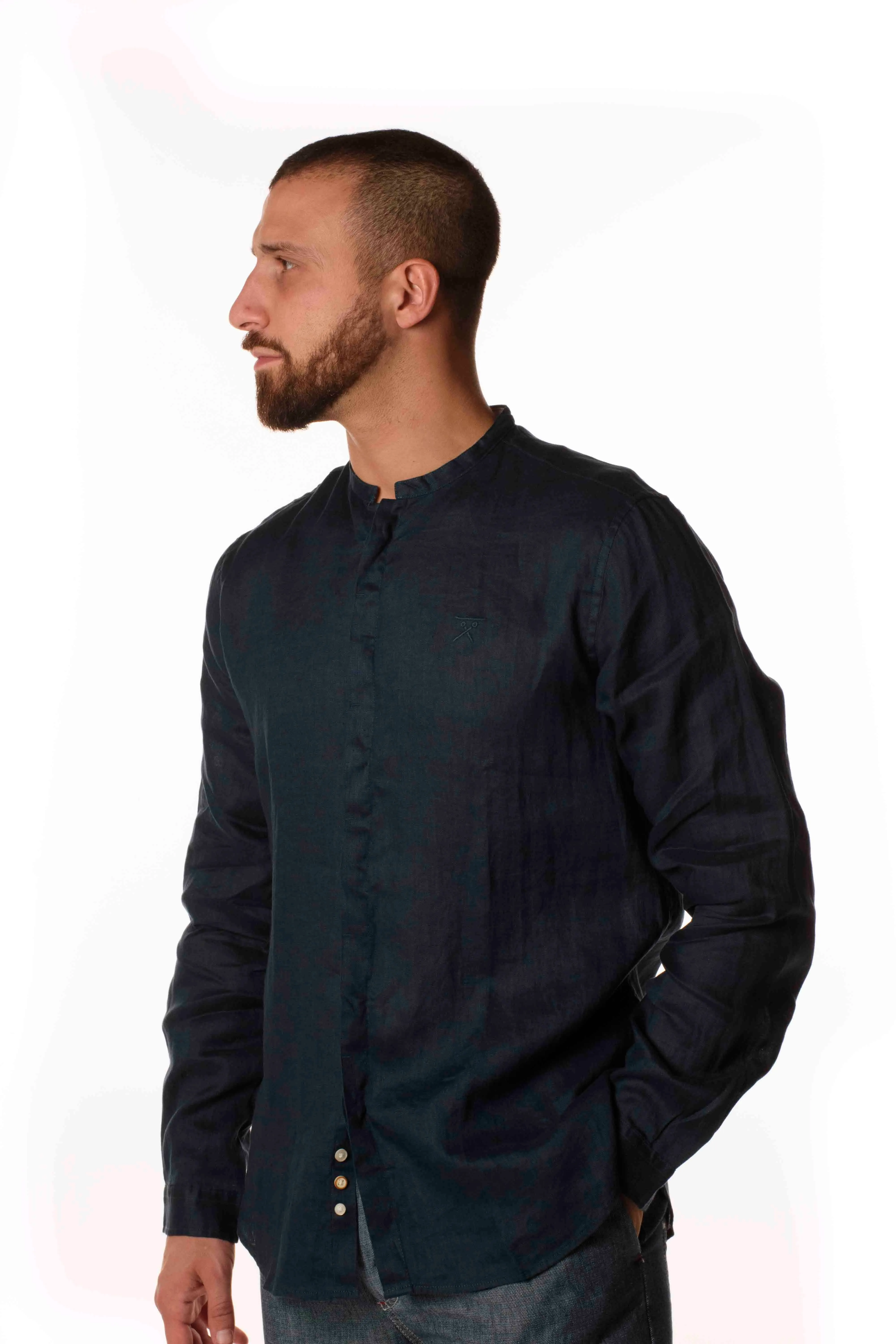 Berna Camicia Lino Coreana Uomo