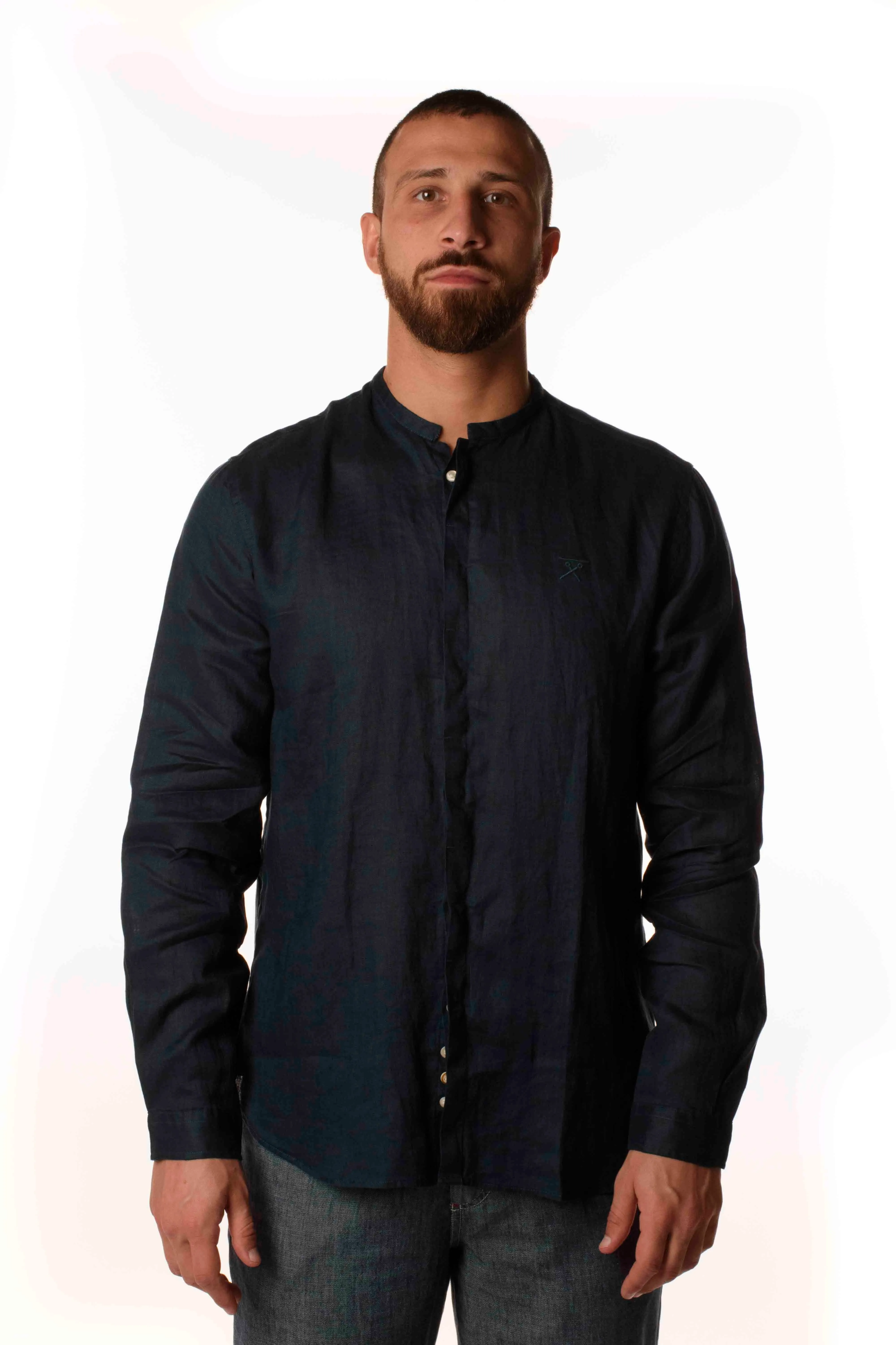 Berna Camicia Lino Coreana Uomo