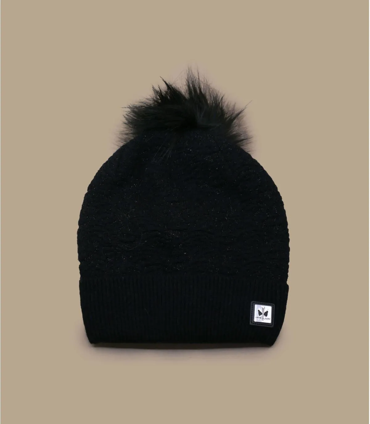 Berretto con pompon nero da donna  Ipoma black     