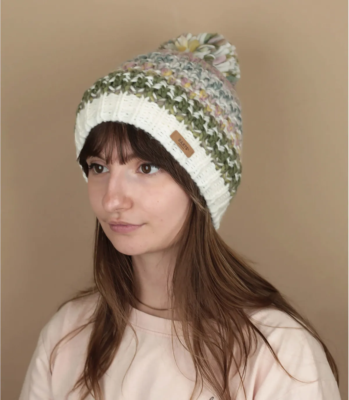 Berretto con pompon verde viola da donna  Nicole Beanie light celadon     