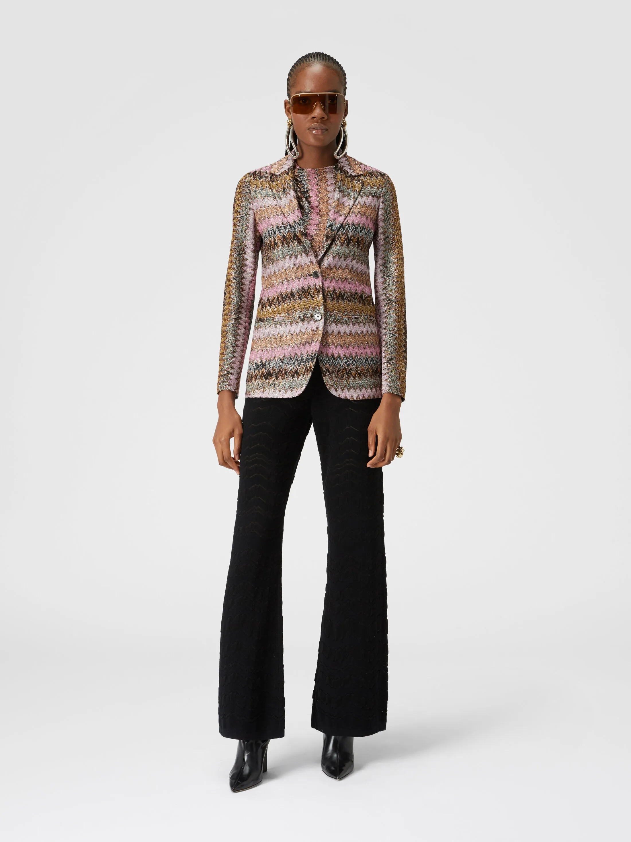 Blazer in maglia di viscosa chevron lamé