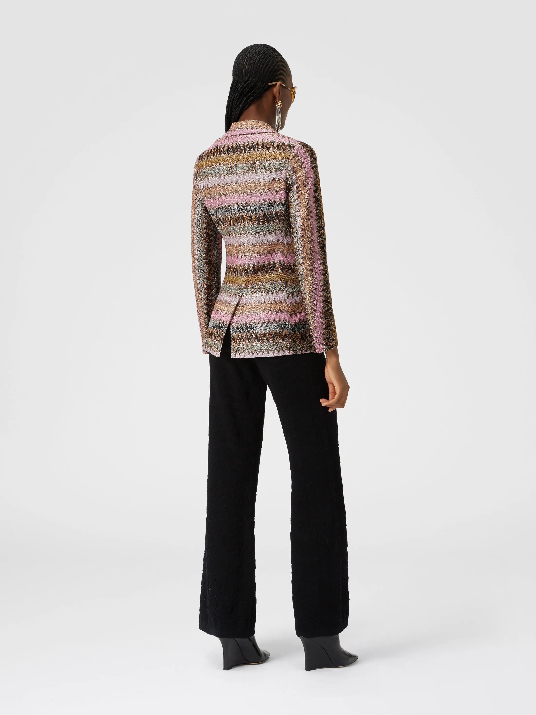 Blazer in maglia di viscosa chevron lamé