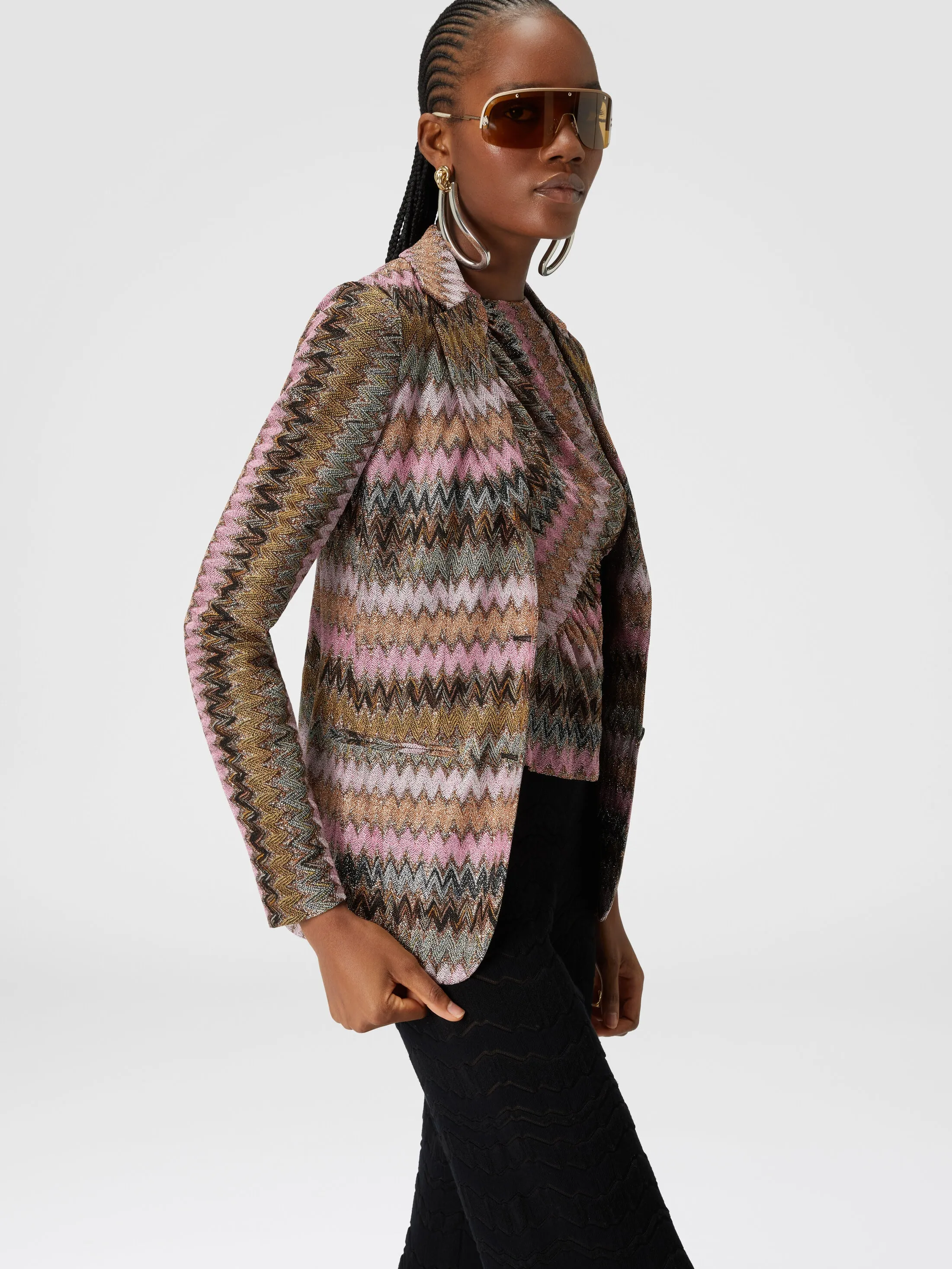 Blazer in maglia di viscosa chevron lamé