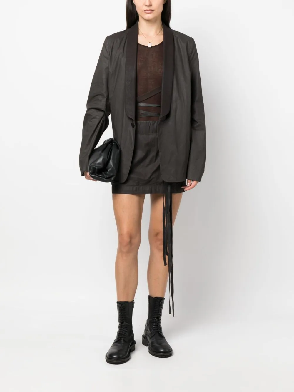 Blazer monopetto oversize in marrone  - donna
