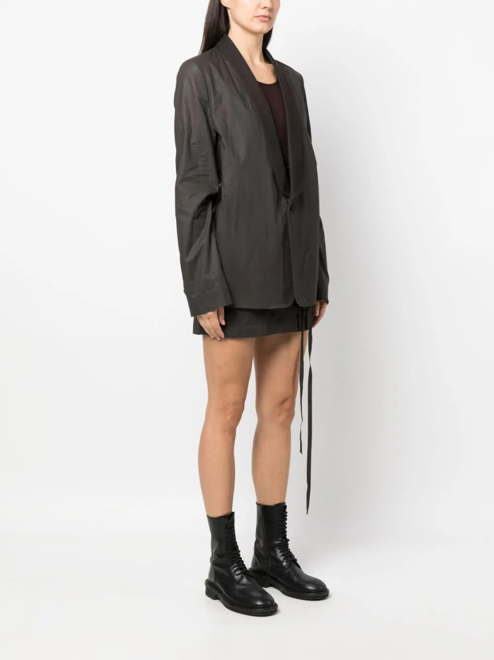 Blazer monopetto oversize in marrone  - donna