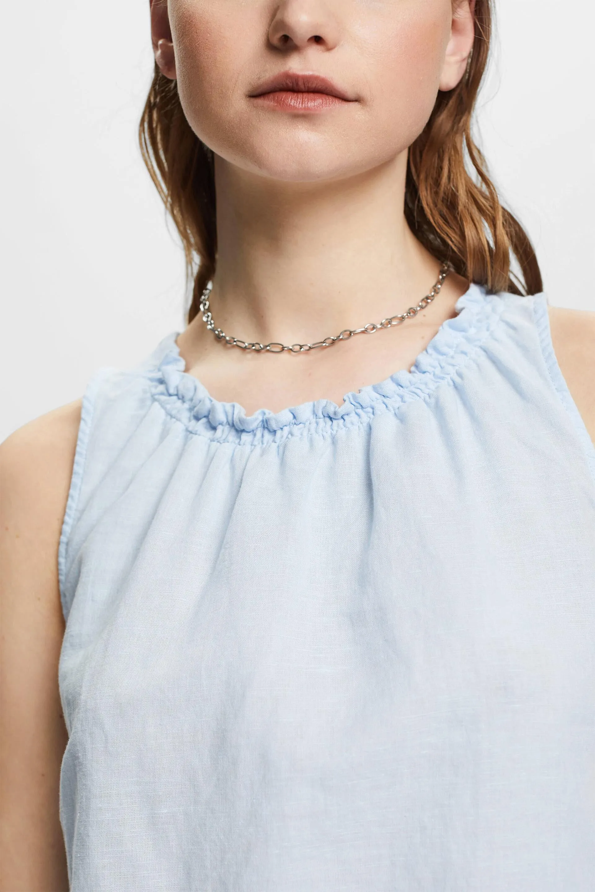 Blusa senza maniche in misto lino