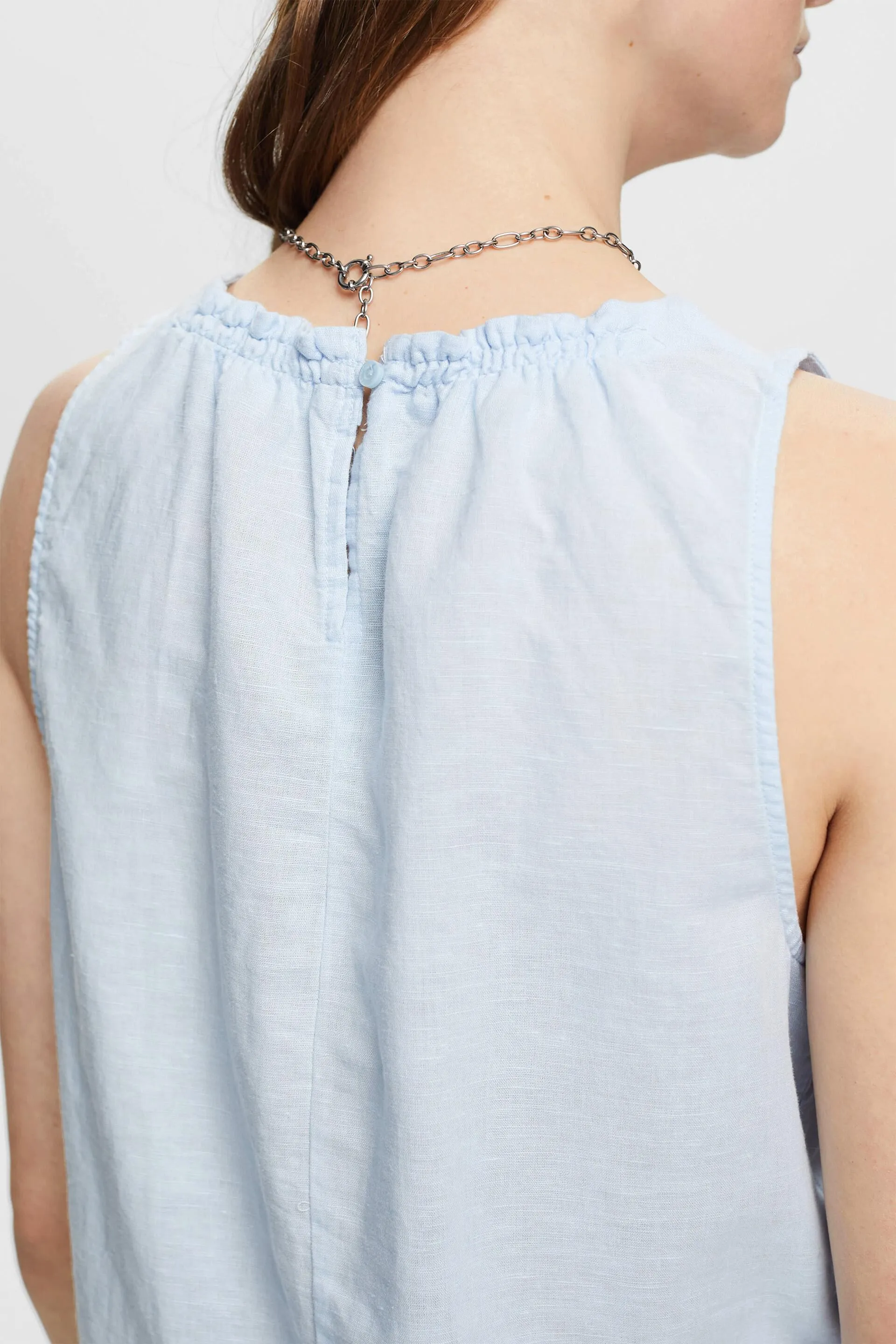 Blusa senza maniche in misto lino
