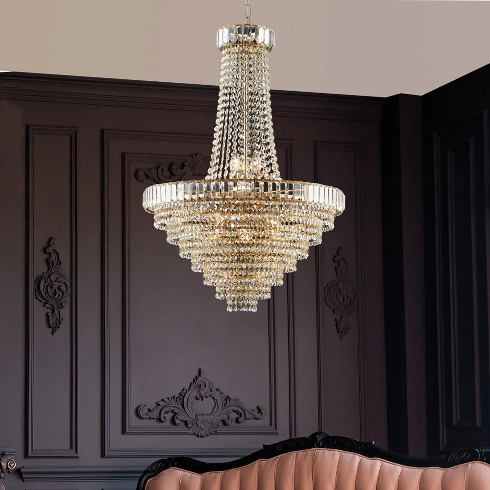Bonetti Illumina  Lampadario classico rotondo grande con struttura in metallo e paralume in vetro Vladimir - 42W