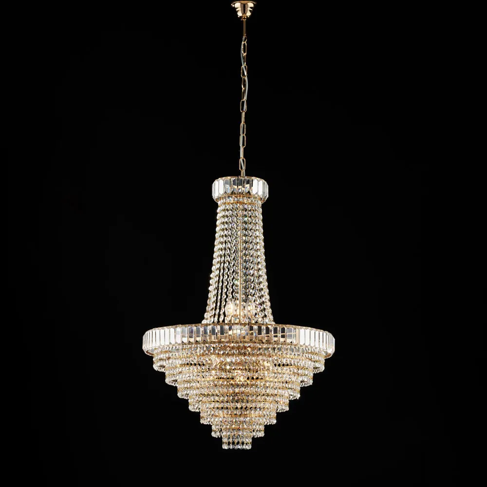 Bonetti Illumina  Lampadario classico rotondo grande con struttura in metallo e paralume in vetro Vladimir - 42W