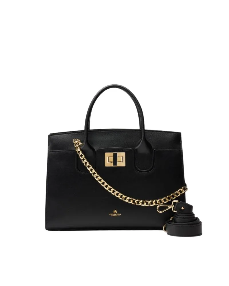 BORSA A MANO CUOIERIA FIORENTINA IN PELLE BELLA TOTE BAG GRANDE IN VITELLO MICRO GRAIN 5797 NERO