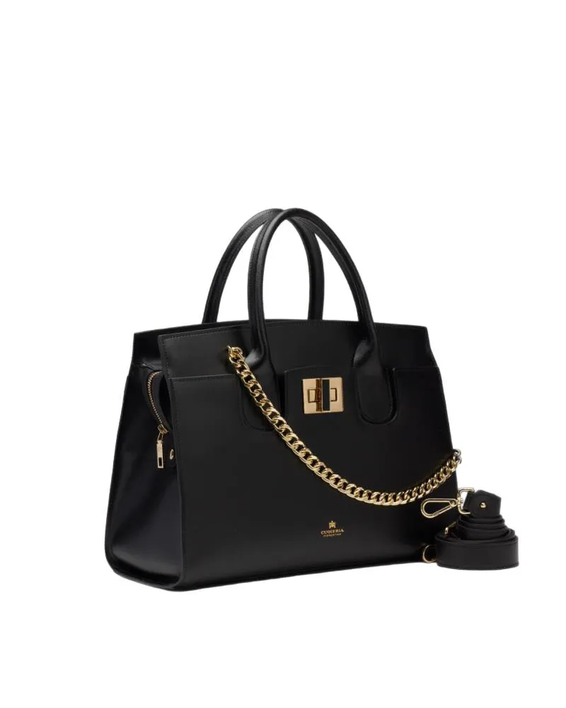 BORSA A MANO CUOIERIA FIORENTINA IN PELLE BELLA TOTE BAG GRANDE IN VITELLO MICRO GRAIN 5797 NERO