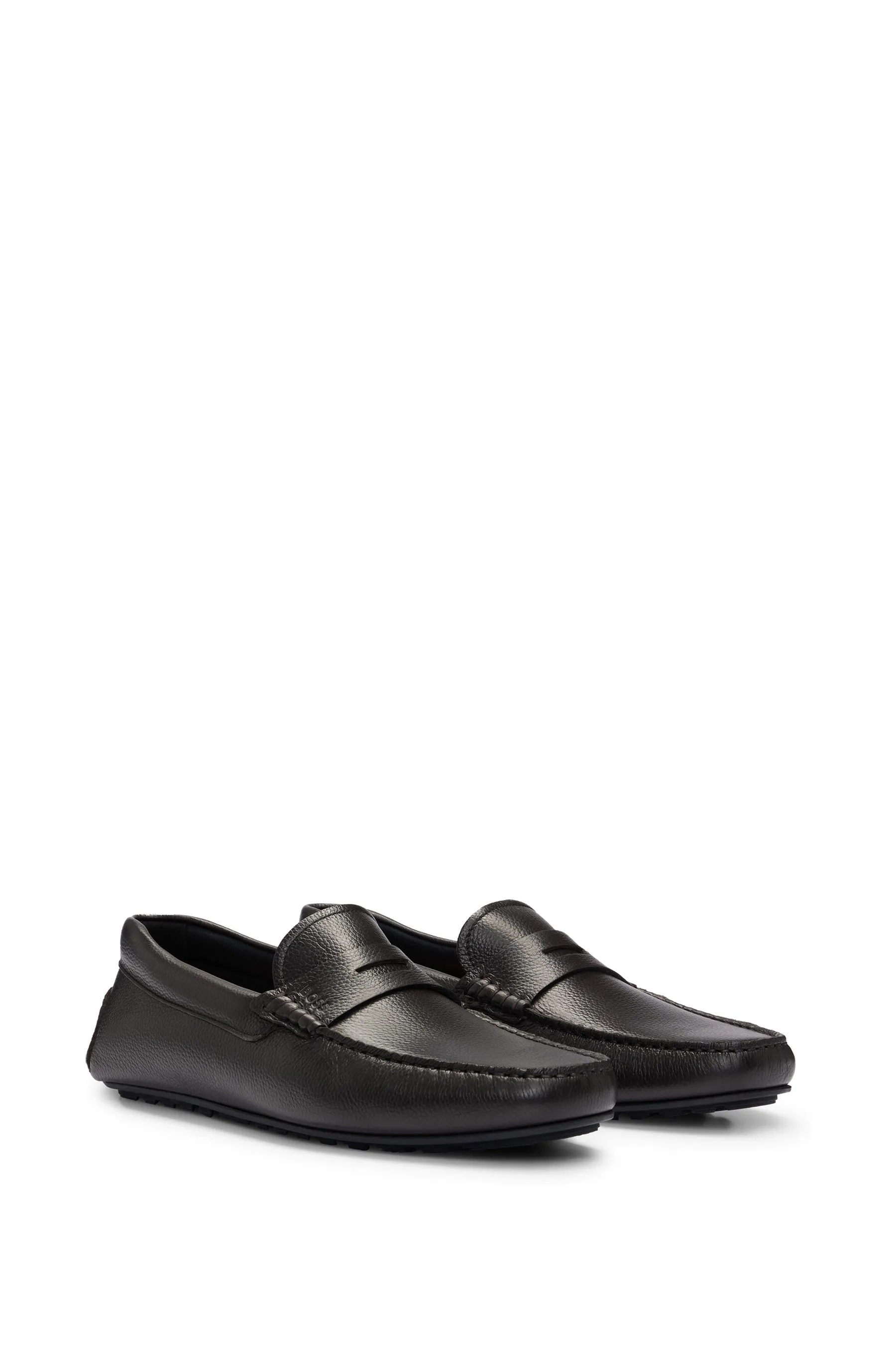 BOSS driver con cinturino e logo in pelle zigrinata Scarpe