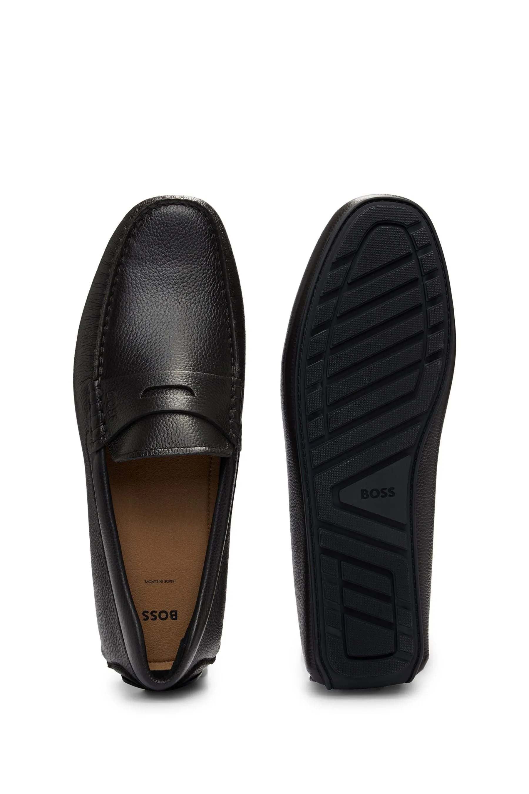 BOSS driver con cinturino e logo in pelle zigrinata Scarpe