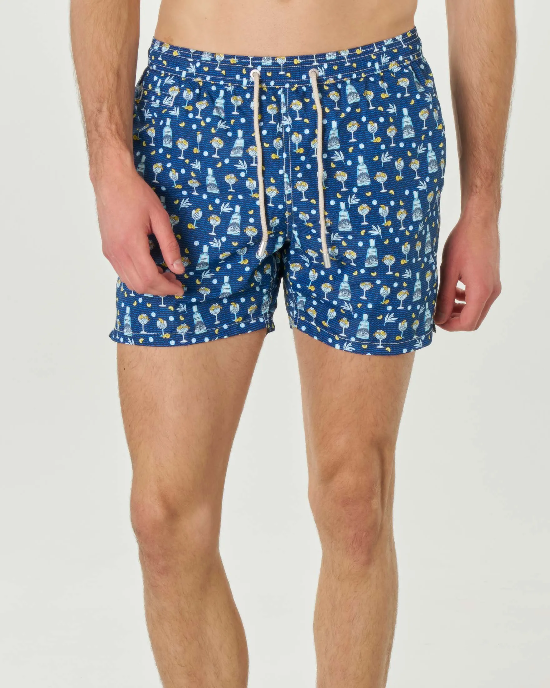 Boxer mare blu con stampa grafica Gin Tonic Mare