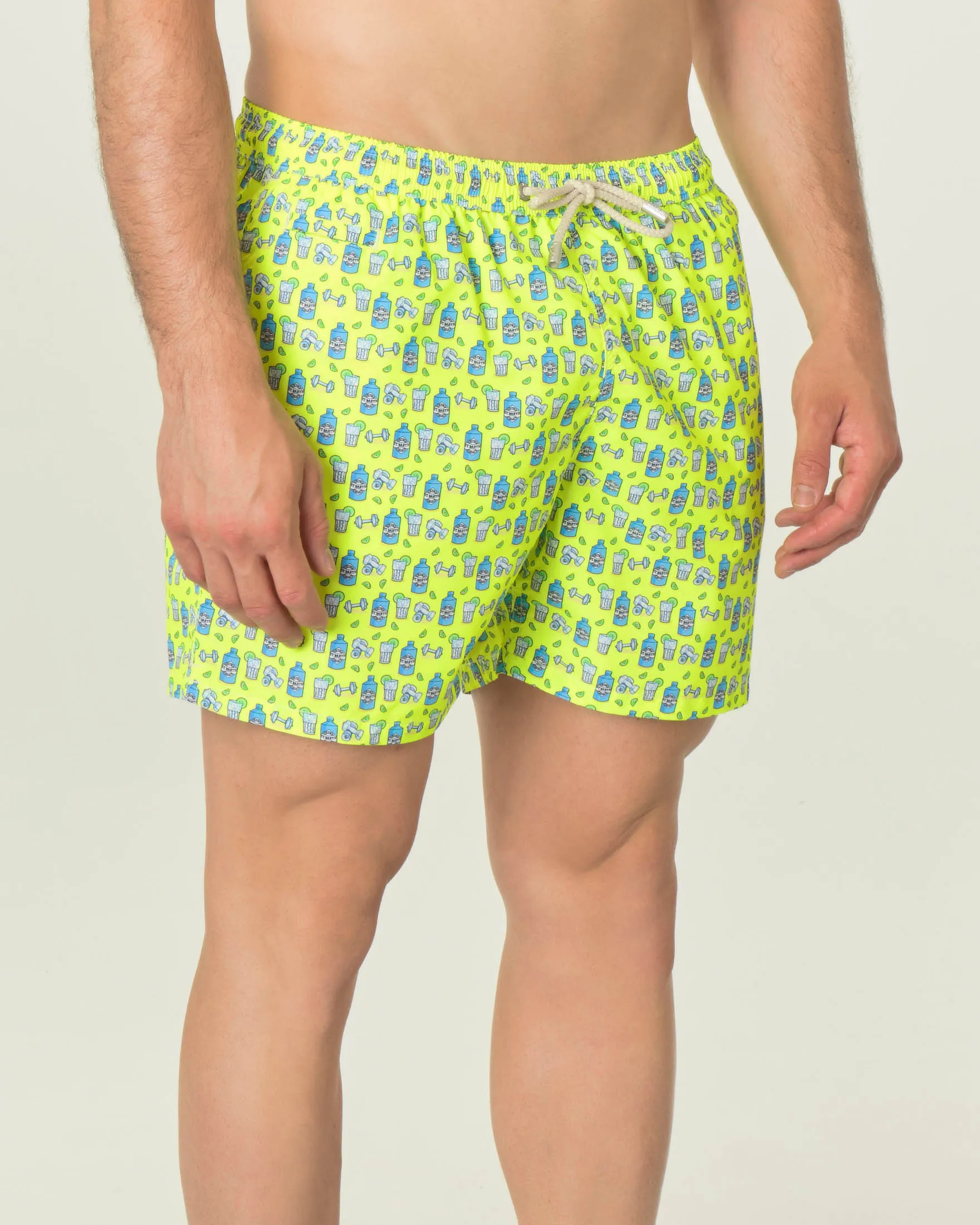 Boxer mare giallo con stampa gin tonic