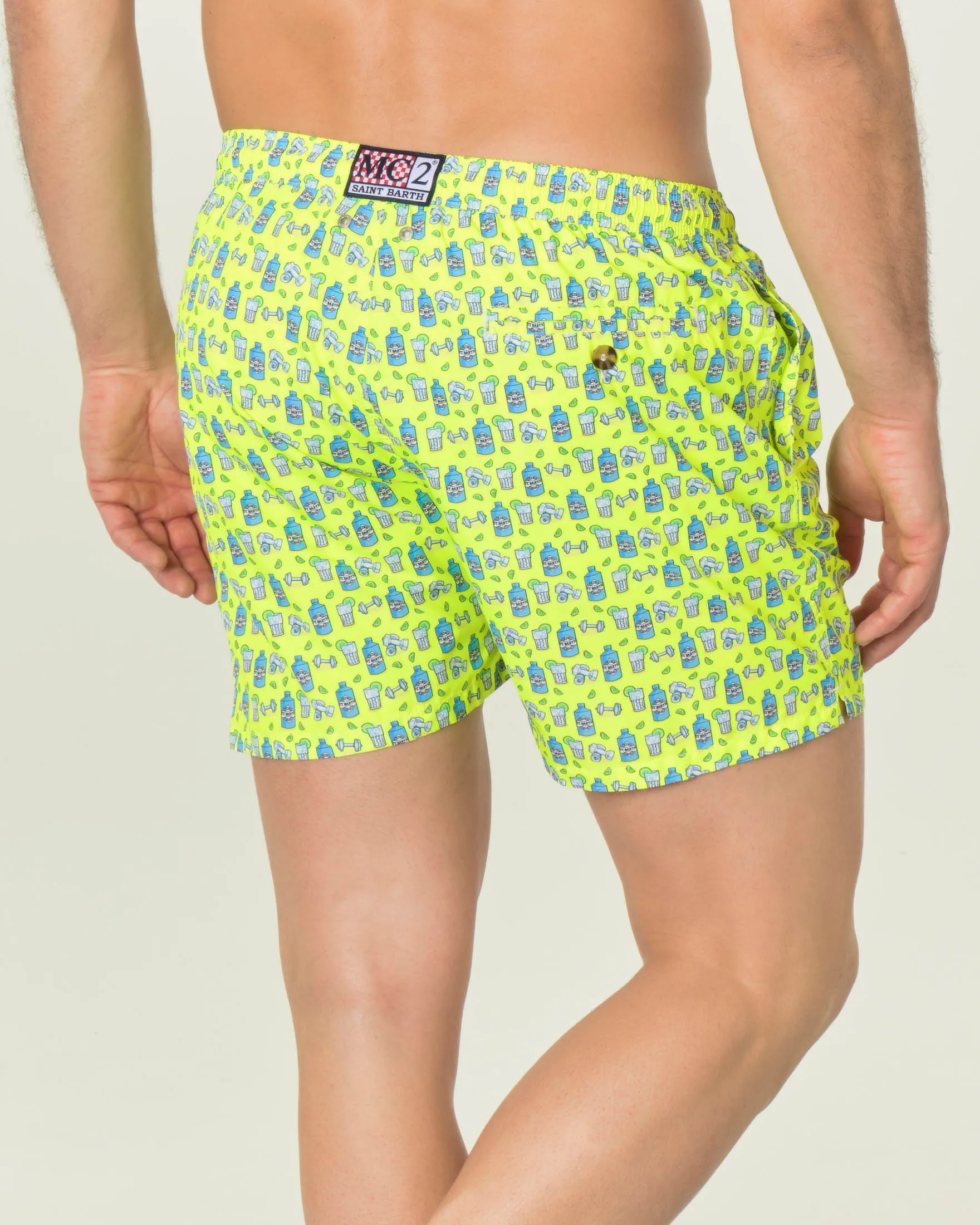 Boxer mare giallo con stampa gin tonic