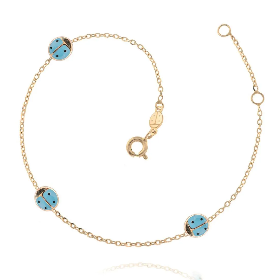 Bracciale in oro giallo 18 kt con coccinelle
