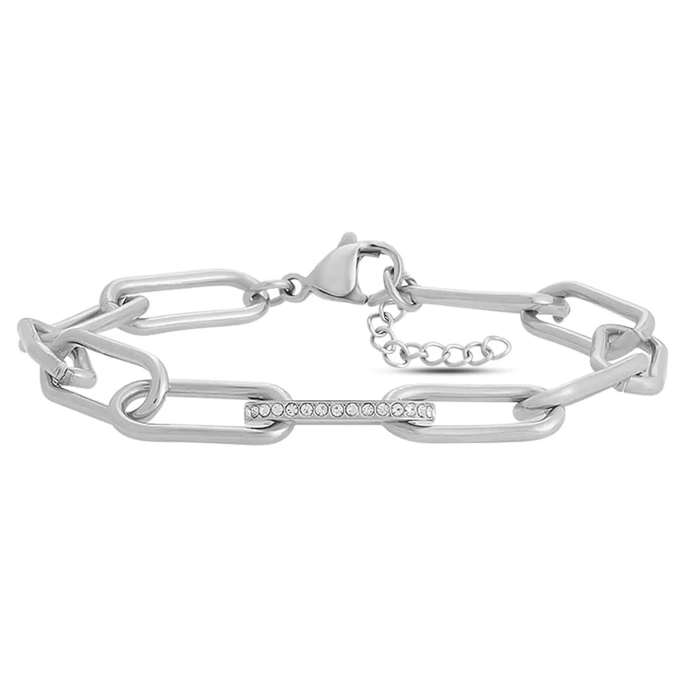 Bracciale Lady Code Acciaio Cristallo Bianco 17 + 3 cm 1681942