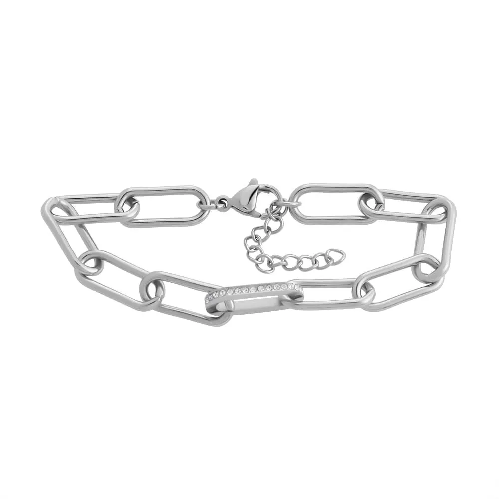 Bracciale Lady Code Acciaio Cristallo Bianco 17 + 3 cm 1681942