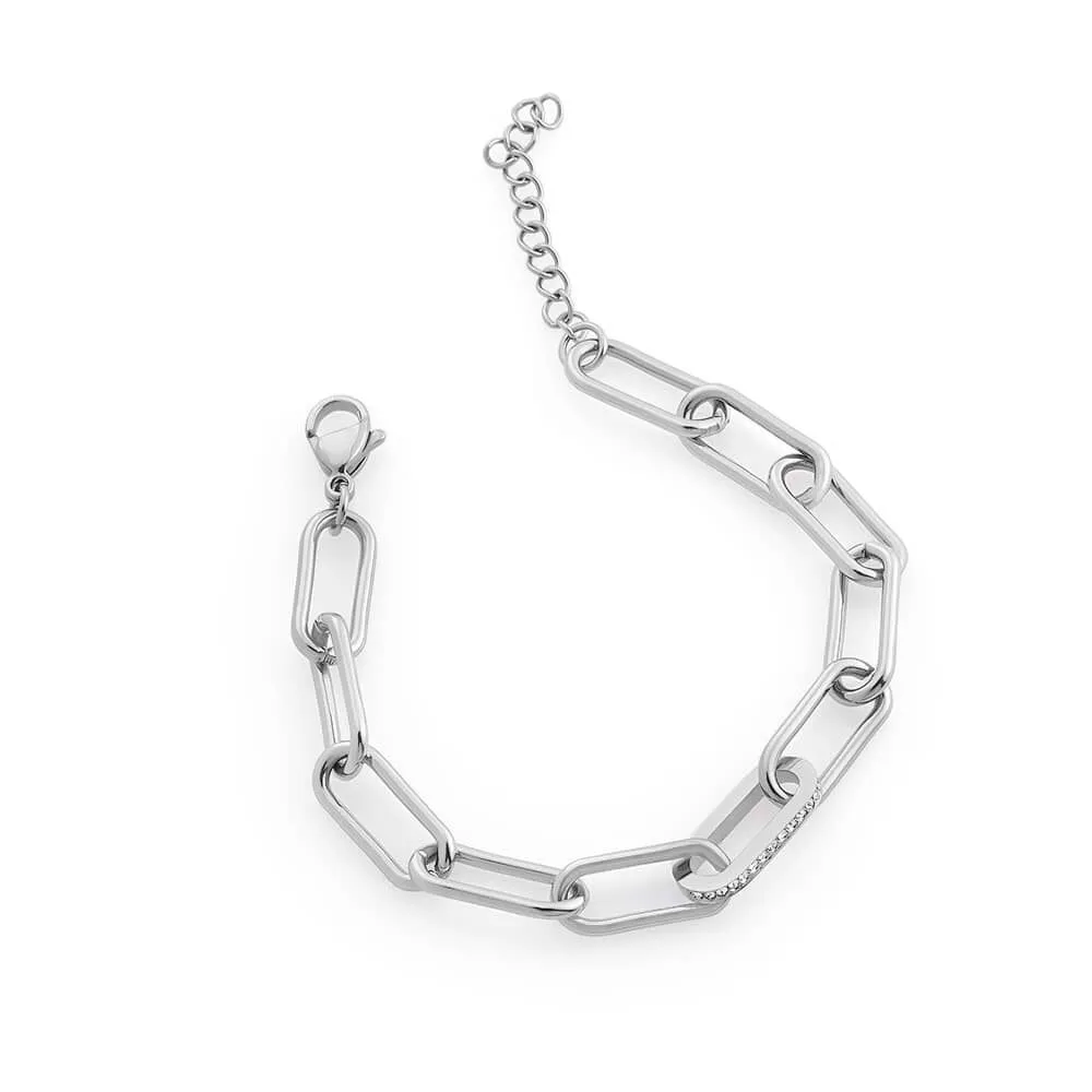 Bracciale Lady Code Acciaio Cristallo Bianco 17 + 3 cm 1681942