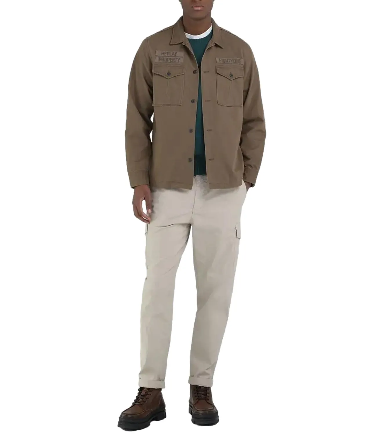 Brand REPLAY Camicia sahariana Replay beige tortora