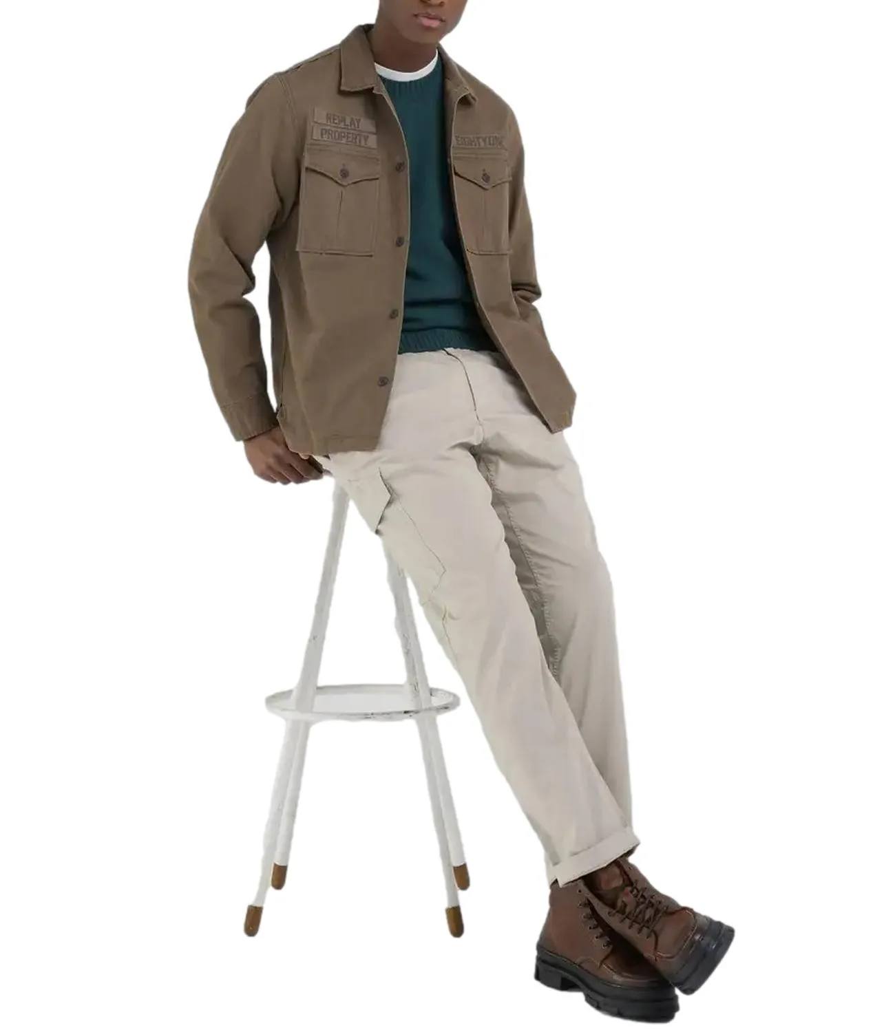 Brand REPLAY Camicia sahariana Replay beige tortora