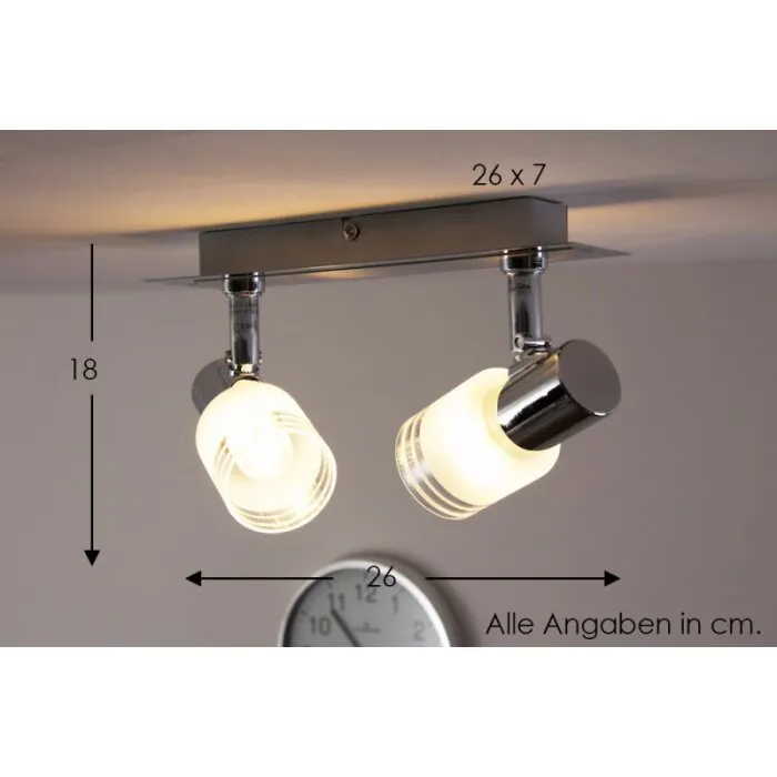 Brilliant LED Faretto da soffitto Cromo, Bianco, 2-Luci