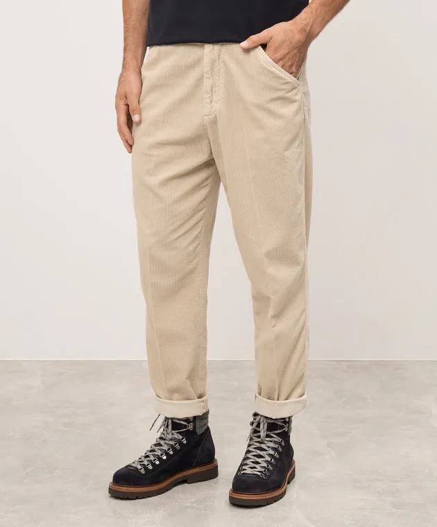 Brunello Cucinelli Pantaloni di velluto beige M280DH0660