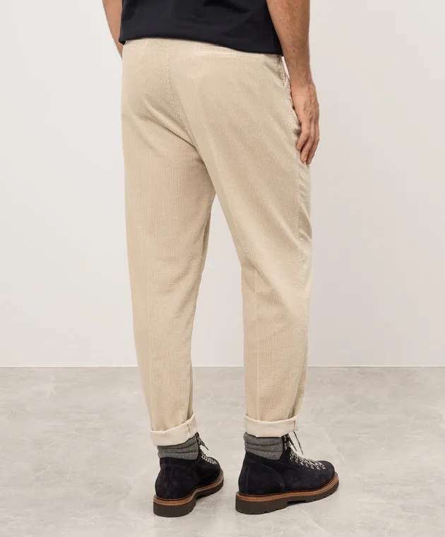 Brunello Cucinelli Pantaloni di velluto beige M280DH0660