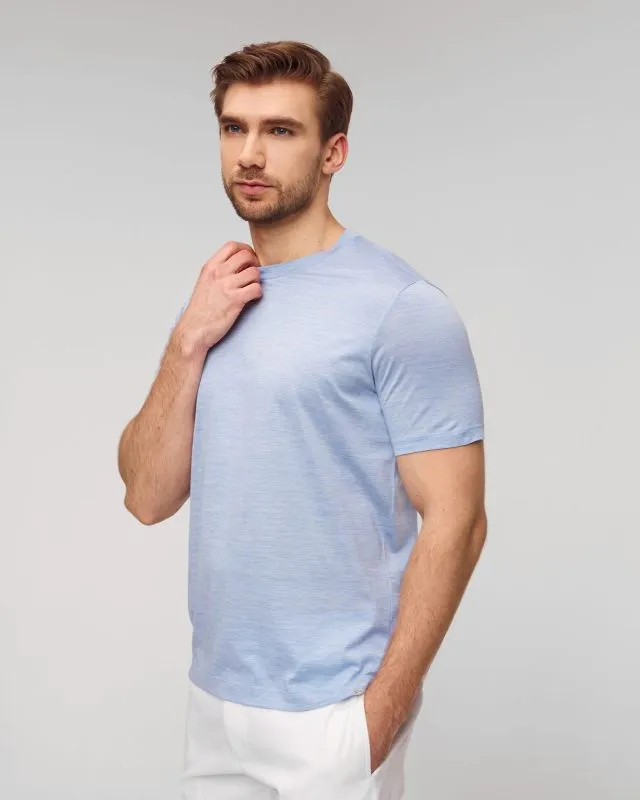 Błękitny T-shirt z jedwabiem męski Paul&Shark Silk T-shirt 24411000-223