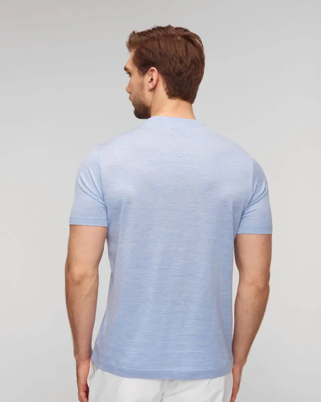 Błękitny T-shirt z jedwabiem męski Paul&Shark Silk T-shirt 24411000-223