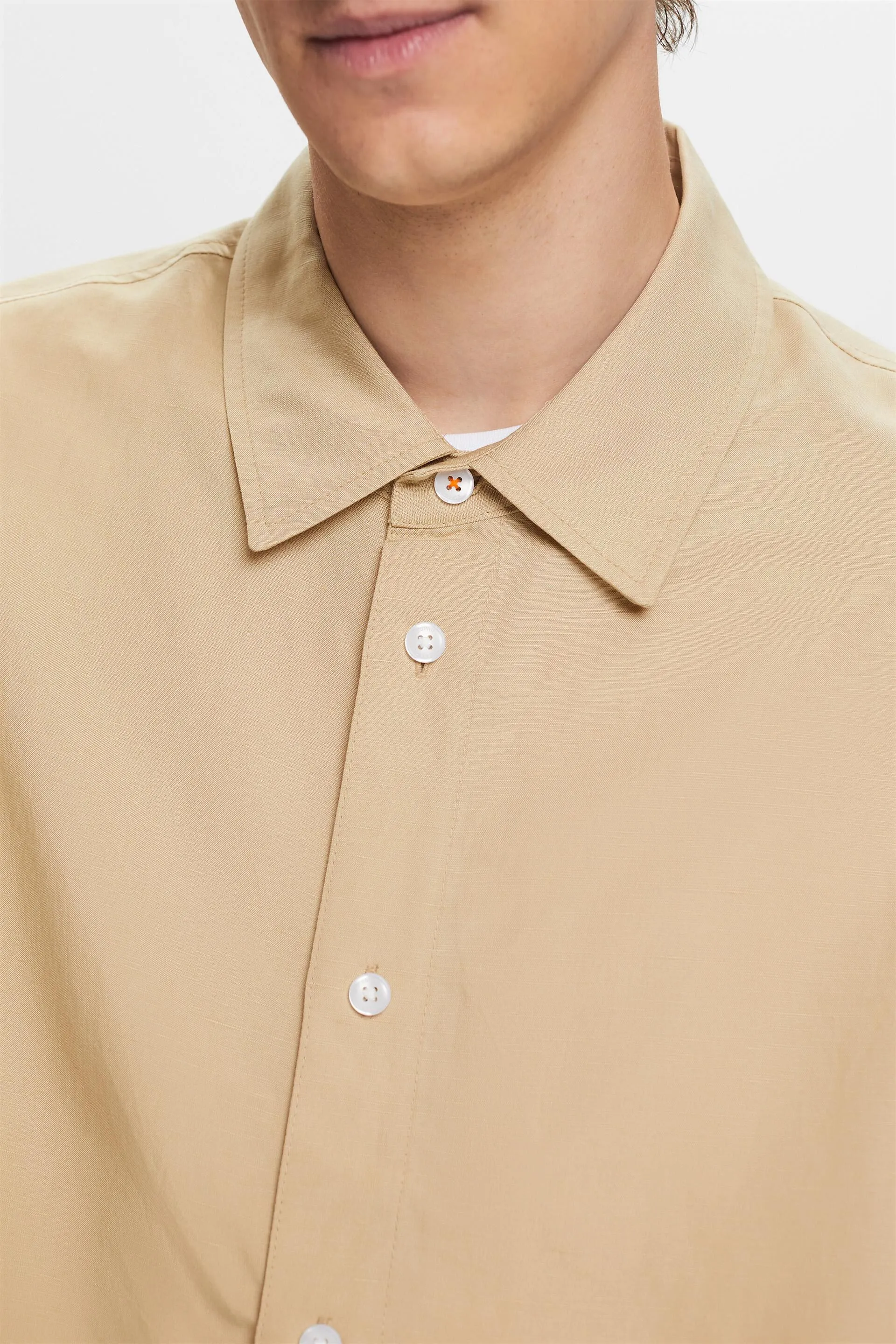 Camicia a maniche corte in misto lino
