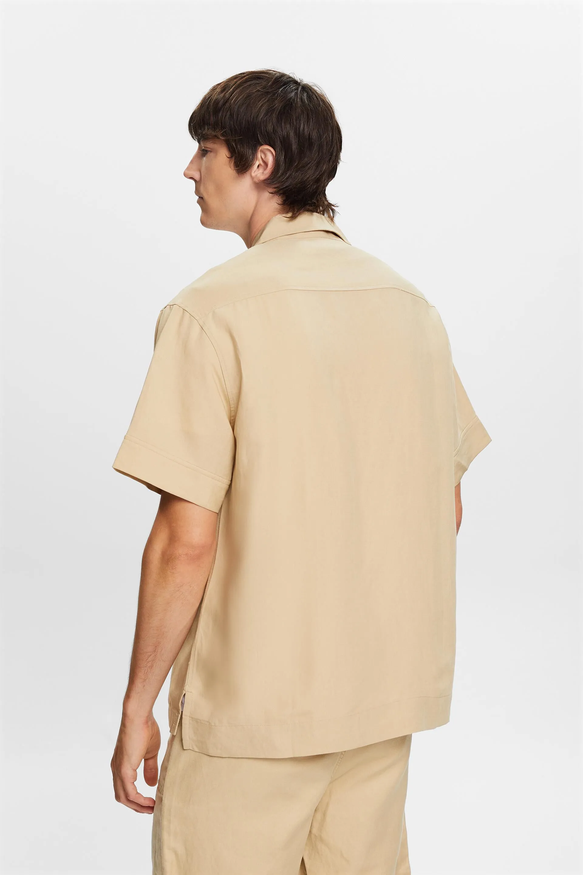 Camicia a maniche corte in misto lino