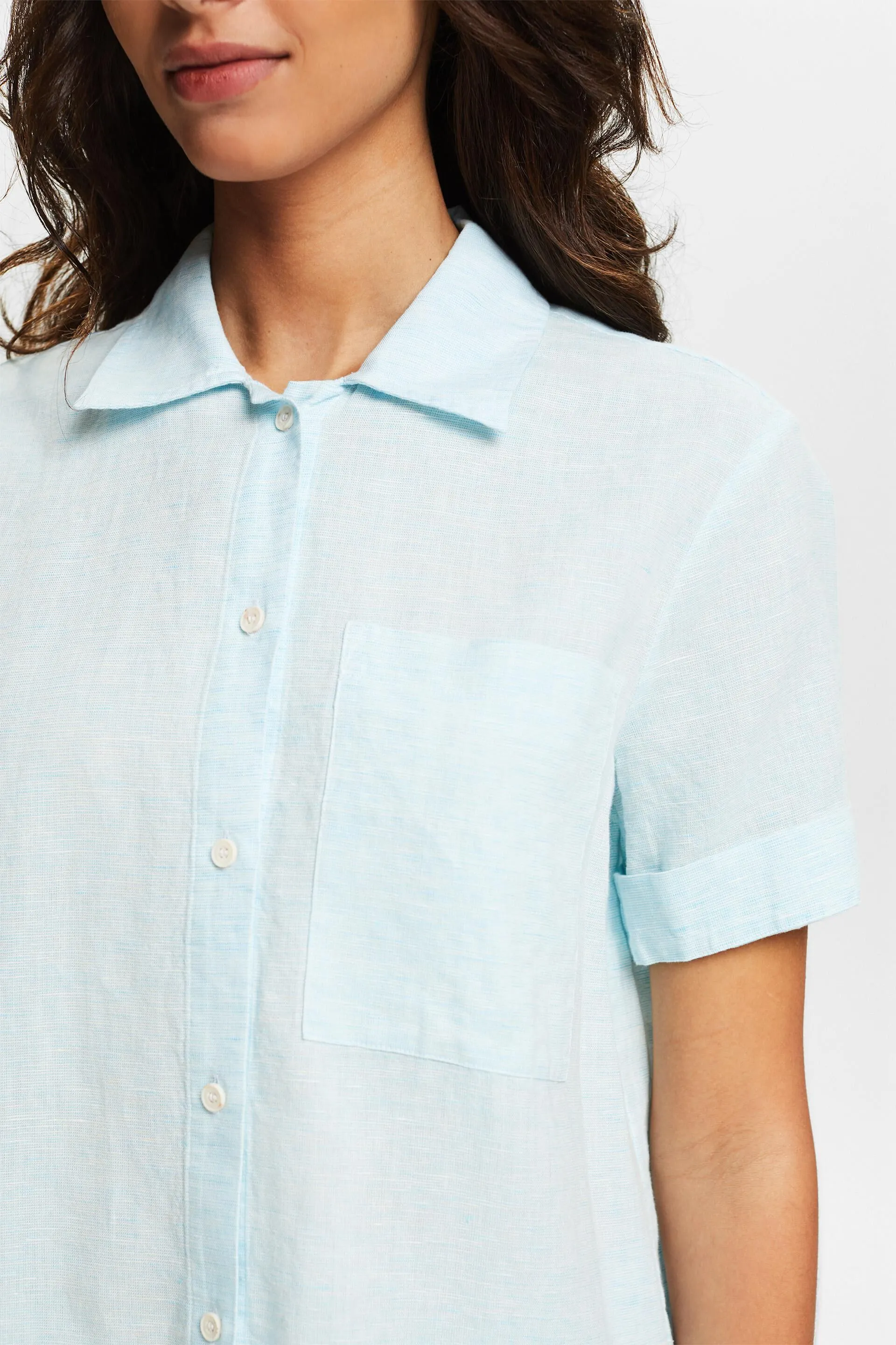 Camicia blusata in lino e cotone