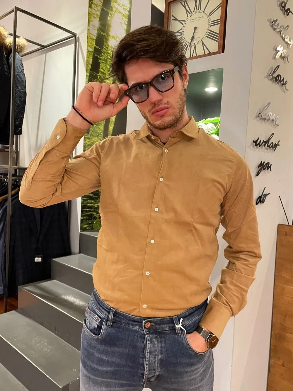 Camicia colletto velluto