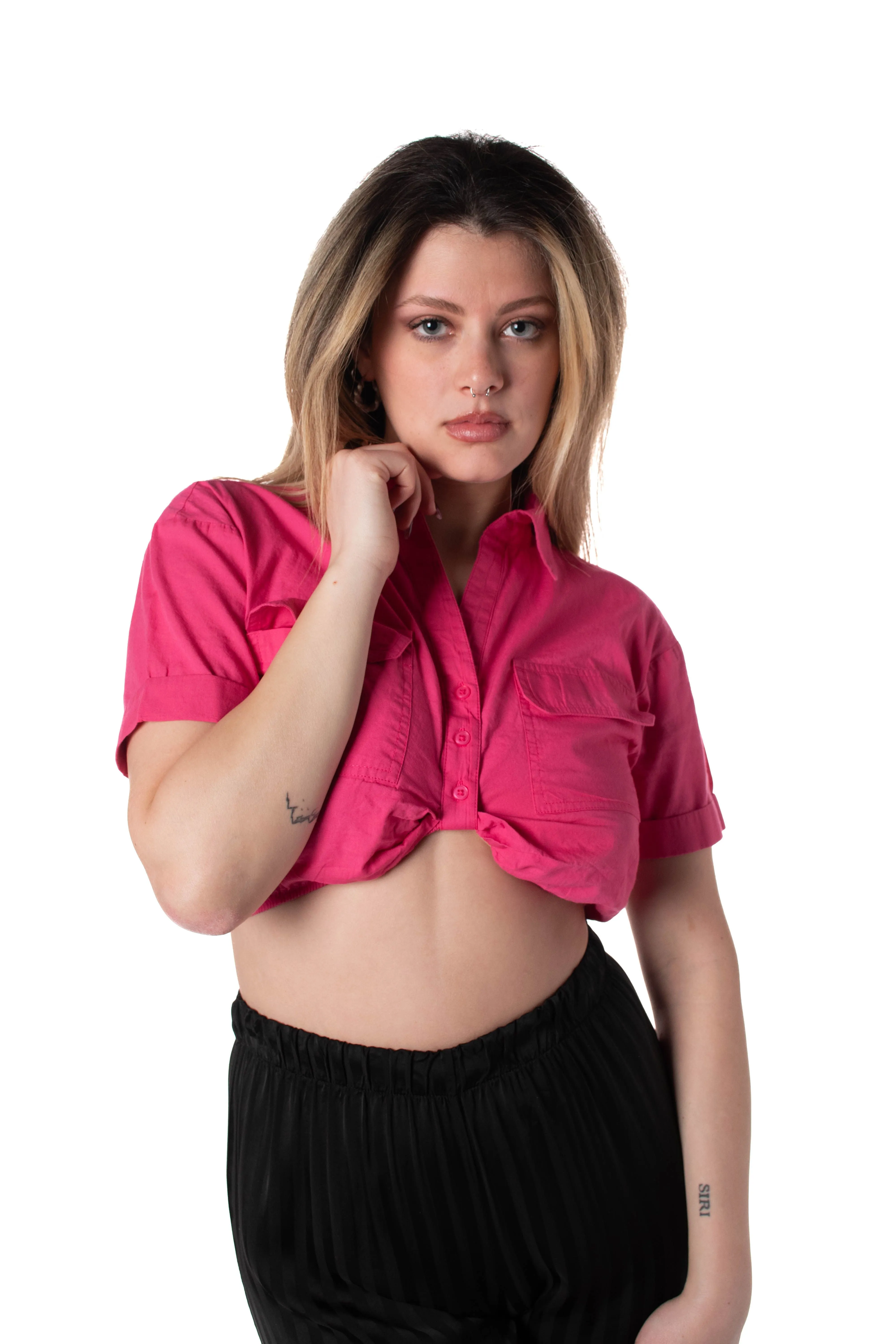 camicia crop donna bianca