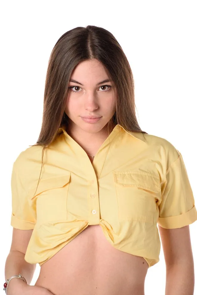 camicia crop donna bianca
