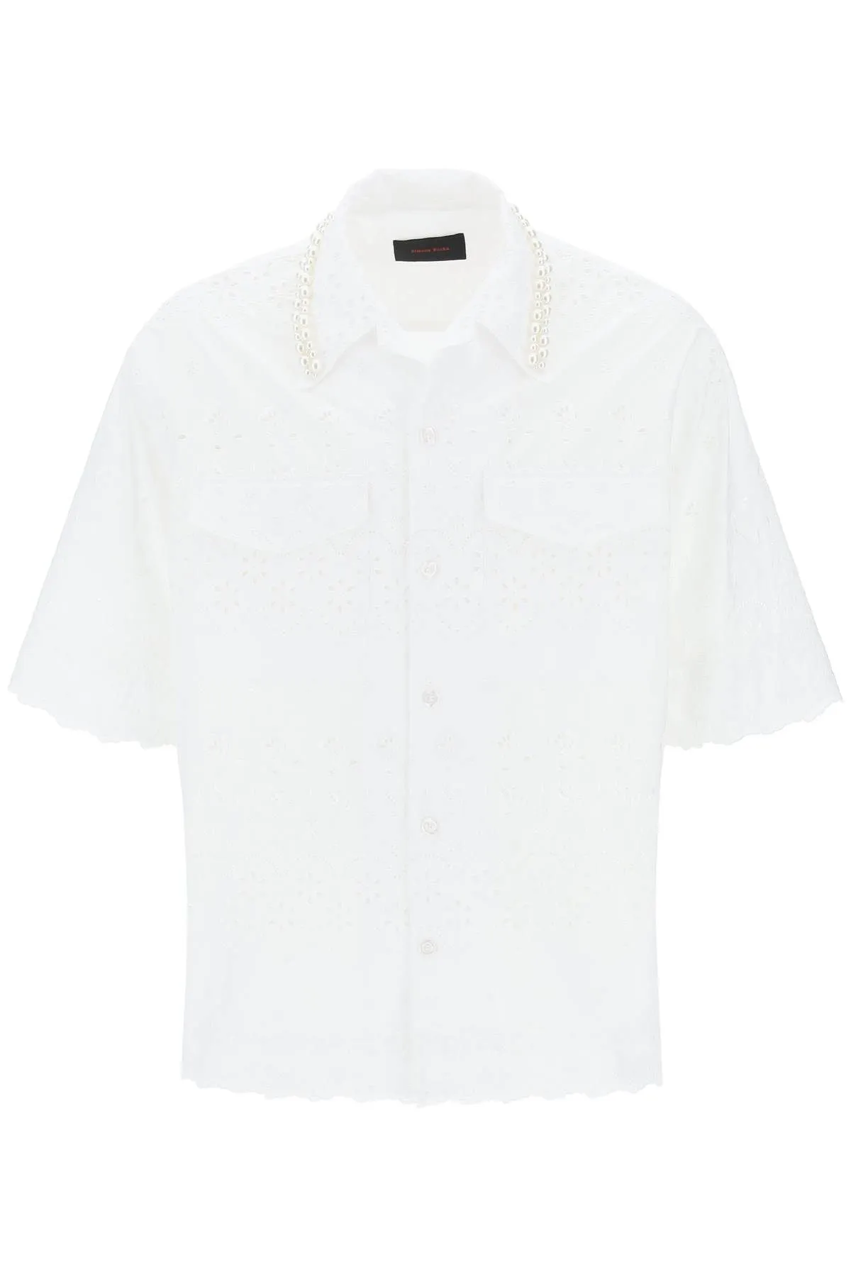 Camicia in pizzo sangallo con perle