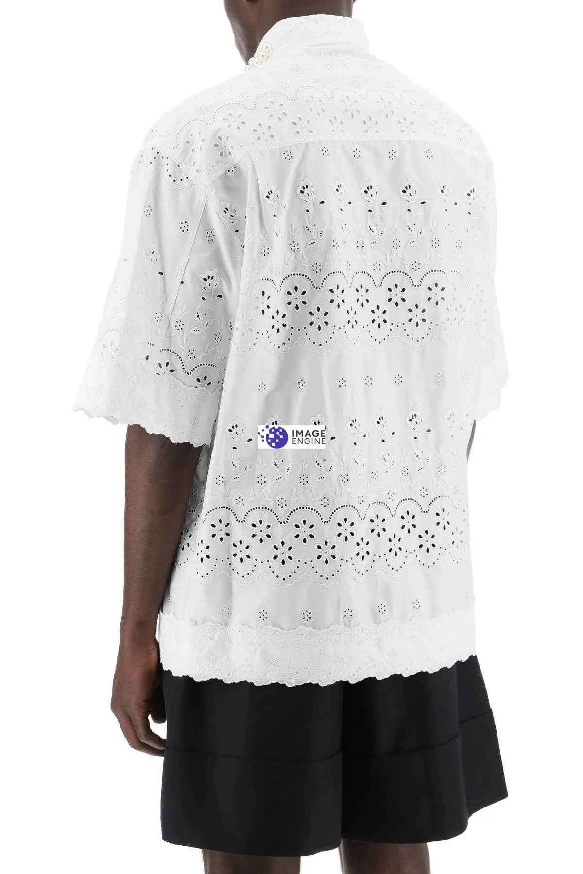 Camicia in pizzo sangallo con perle