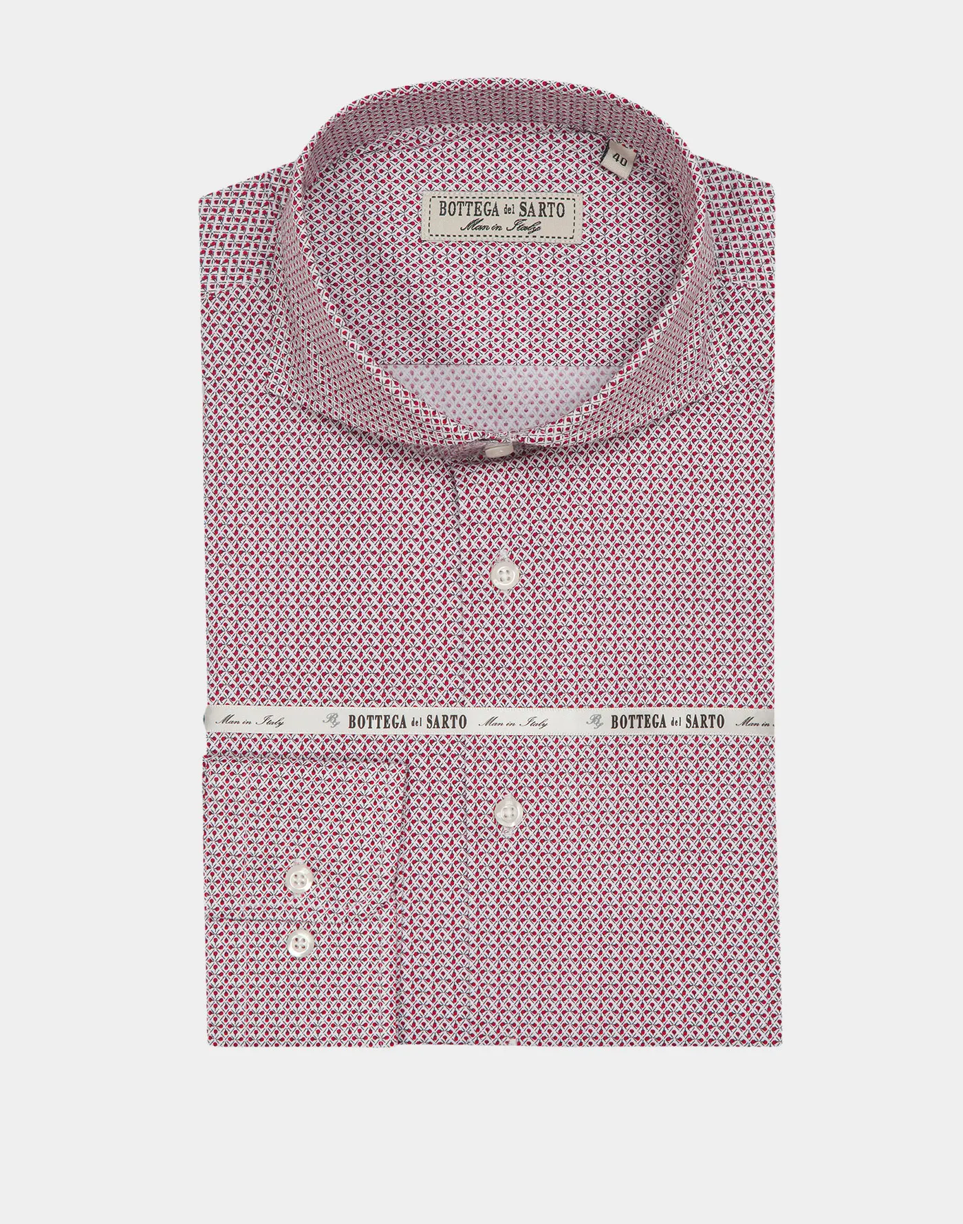 Camicia Rossa stampata in cotone Elasticizzato Super Slim Fit
